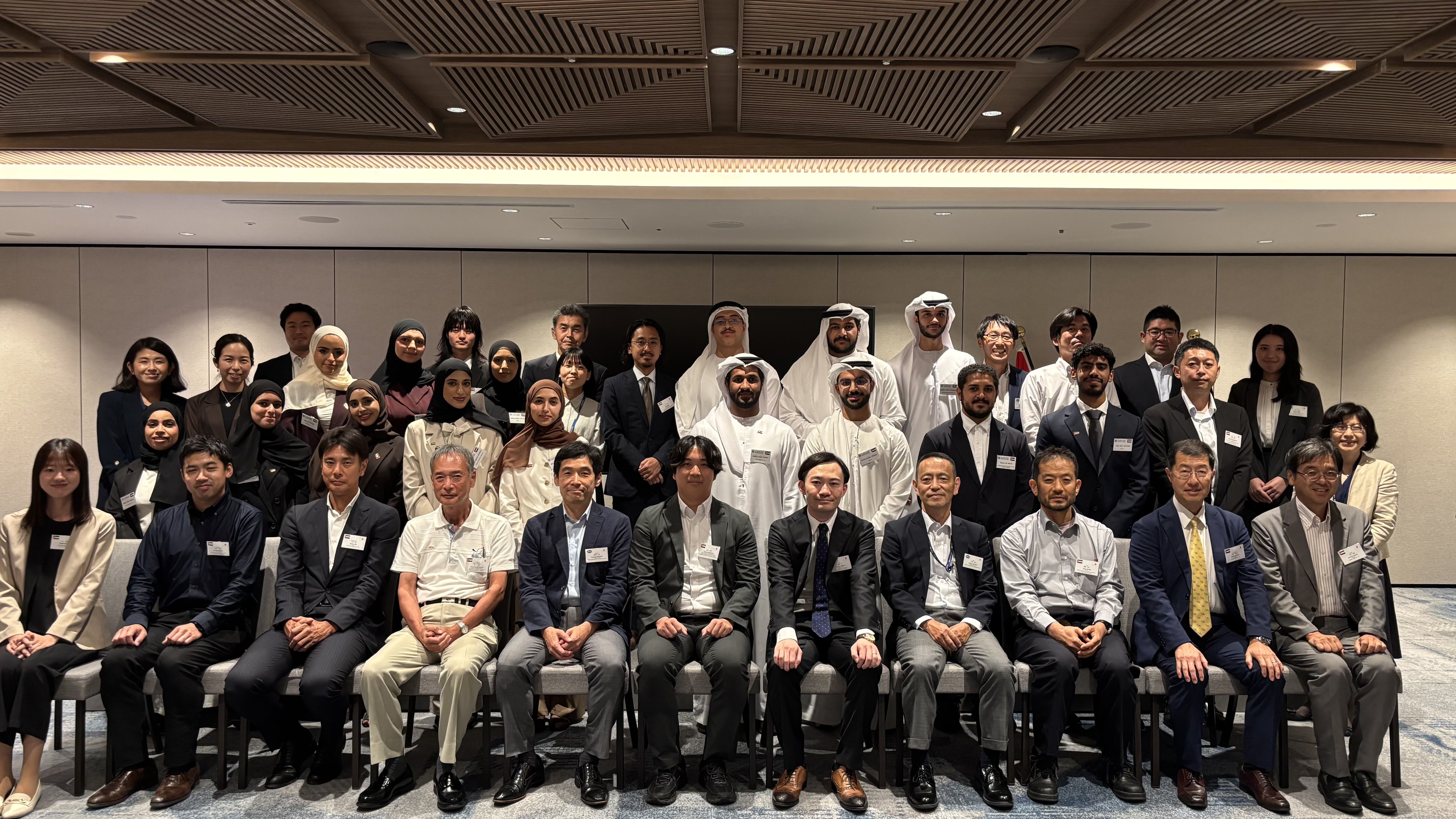 The 4th from the right is Mr. TOTSUKA Nobuo, Managing Director of JICE - Group Photo of the Participants and the Guests at the Reporting Session in Japan